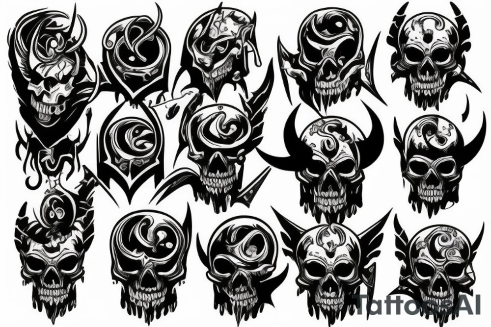 Demon Skully Shoulder armor tattoo idea