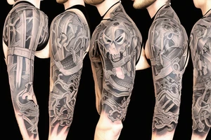 Demon Skully Shoulder armor tattoo idea