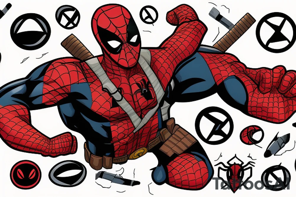 Deadpool with Spiderman tattoo idea