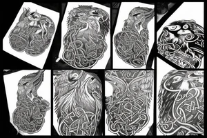 big raven with Viking runes tattoo idea