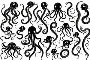 Octopus with long tentacles looking curious tattoo idea