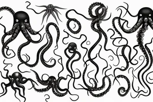 Octopus with long tentacles looking curious tattoo idea