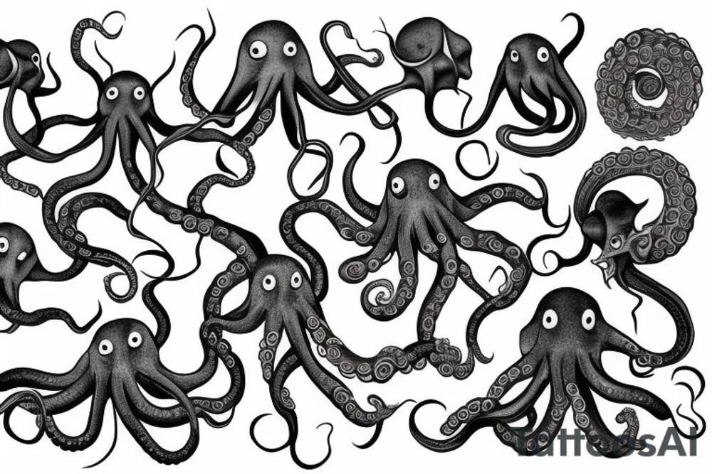 Octopus with long tentacles tattoo idea