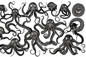 Octopus with long tentacles tattoo idea