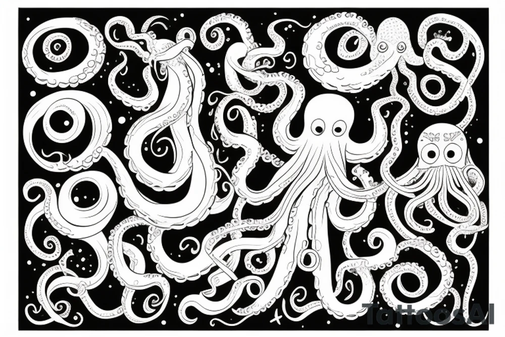 Octopus with long tentacles tattoo idea
