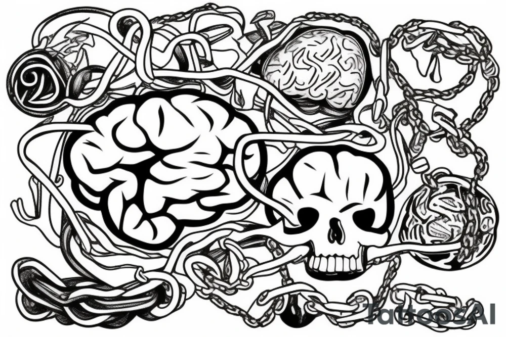 Brain in chains tattoo idea