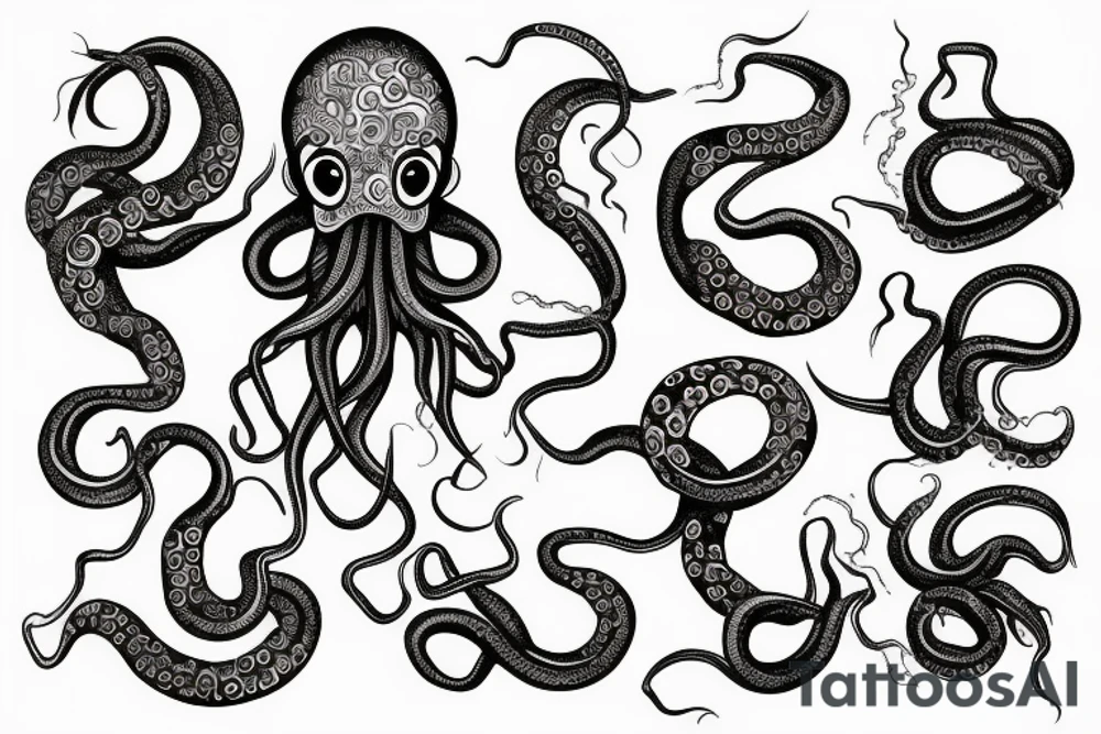 Octopus with long tentacles tattoo idea