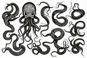 Octopus with long tentacles tattoo idea