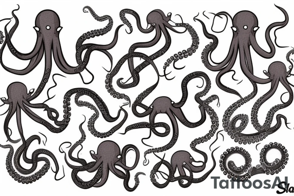 Octopus with long tentacles tattoo idea