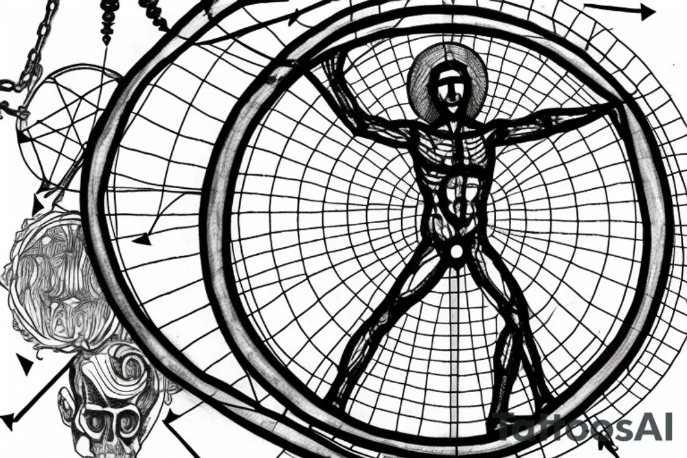 Vitruvian man in chains tattoo idea