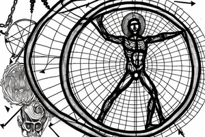 Vitruvian man in chains tattoo idea