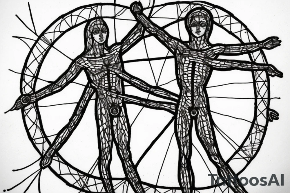 Vitruvian man in chains tattoo idea