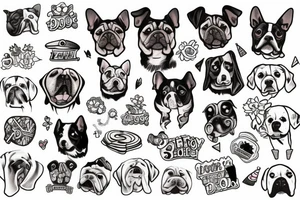 Dog portrait loves chasing toys tattoo idea
