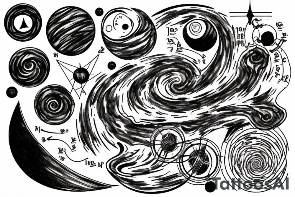 Black hole diagram where a planck scale indicator is near the point of singularity tattoo idea