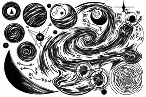 Black hole diagram where a planck scale indicator is near the point of singularity tattoo idea