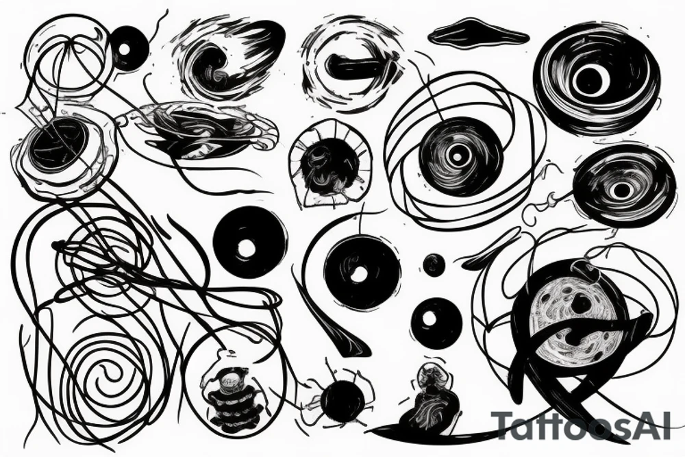 Black hole diagram leading to a bowl of spaghetti tattoo idea