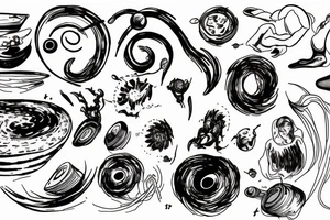 Black hole diagram leading to a bowl of spaghetti tattoo idea