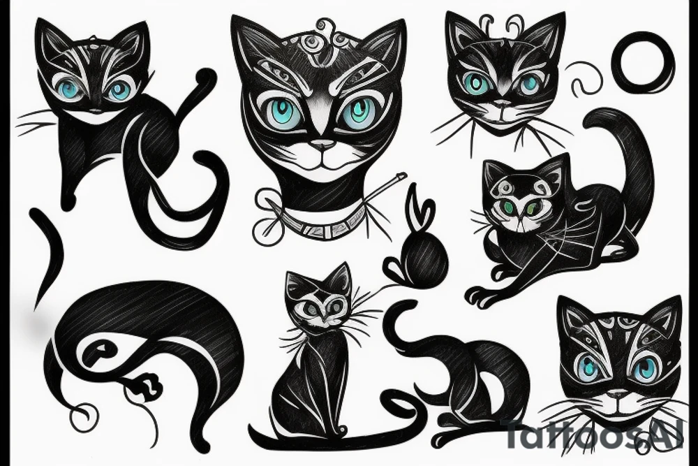 Black cat tattoo idea