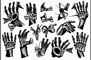 Skeleton hand holding a bow tattoo idea