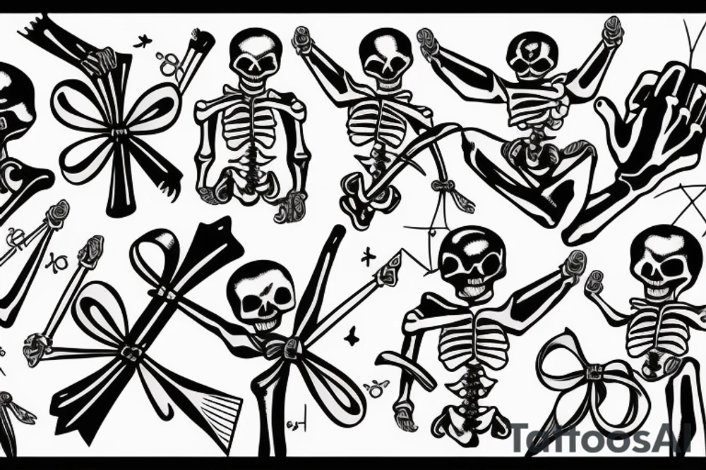 Skeleton hand holding a bow tattoo idea