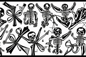 Skeleton hand holding a bow tattoo idea