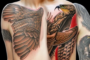 Red tailed Hawk carrying a rattle snake in it’s claws tattoo idea