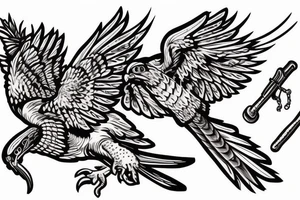 Flying red tailed Hawk carrying a dead rattle snake in it’s claws tattoo idea