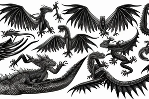 wings, with lightning, dragon lizard tattoo idea