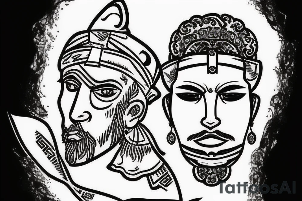 Greek god with bandana over face tattoo idea
