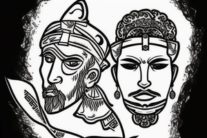 Greek god with bandana over face tattoo idea