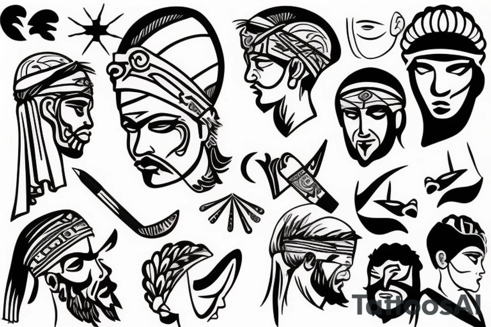 Greek god with bandana over face tattoo idea