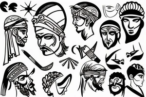 Greek god with bandana over face tattoo idea