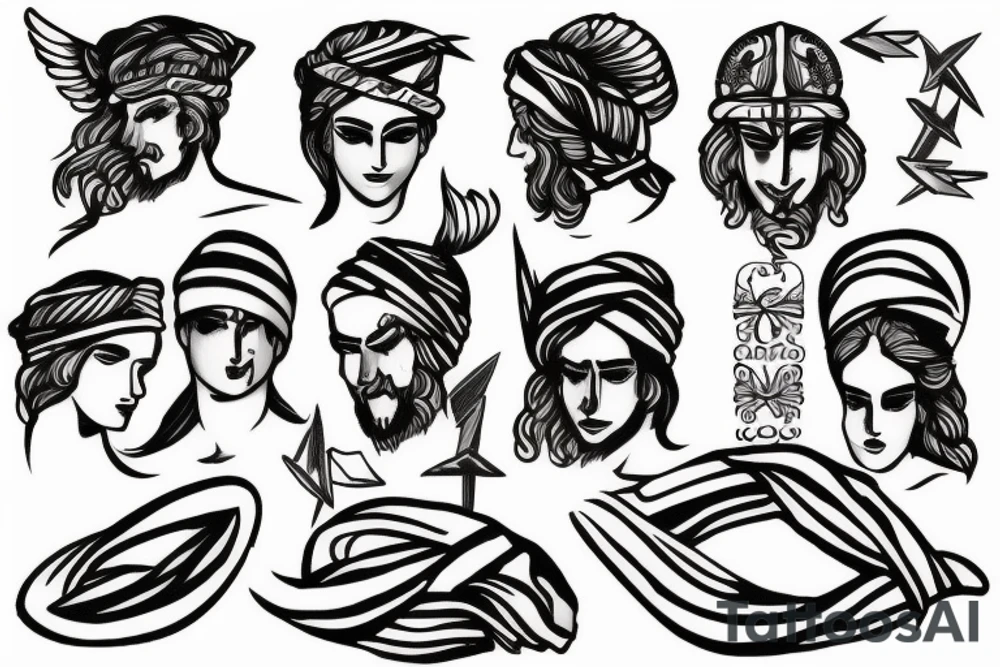 Greek god with bandana tattoo idea