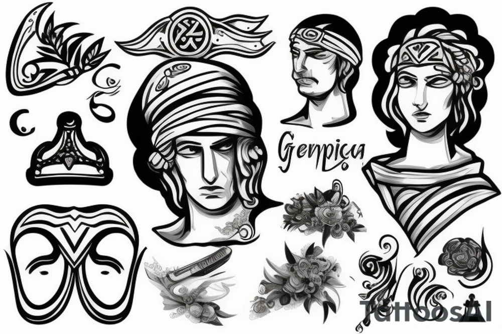 Greek god with bandana tattoo idea