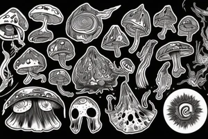 alien, mushroom, psychedelic, dmt, explosive, war tattoo idea