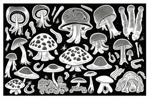 alien, mushroom, psychedelic, dmt, explosive, war tattoo idea