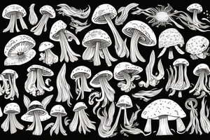 alien, mushroom, psychedelic, dmt, explosive, war, tribal tattoo idea