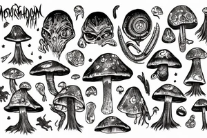 alien, mushroom, psychedelic, dmt, explosive, war, tribal tattoo idea