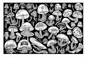 alien, mushroom, psychedelic, dmt, explosive, war, tribal tattoo idea