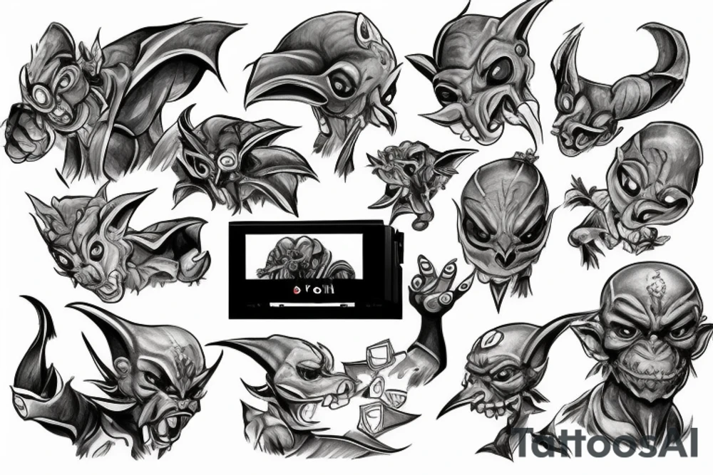 nintendo switch, goblin tattoo idea