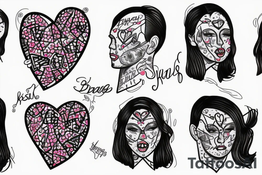 tom brady wearing a dress, kisses and hearts tattoo idea