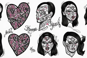 tom brady wearing a dress, kisses and hearts tattoo idea