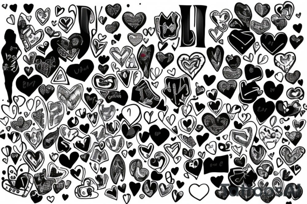 tom brady wearing a dress, kisses and hearts tattoo idea
