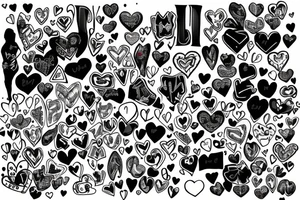 tom brady wearing a dress, kisses and hearts tattoo idea