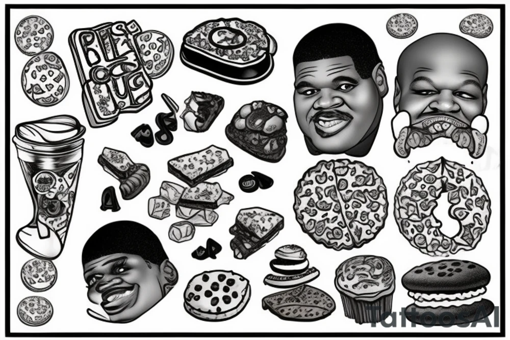 shaq eating cookie tattoo idea