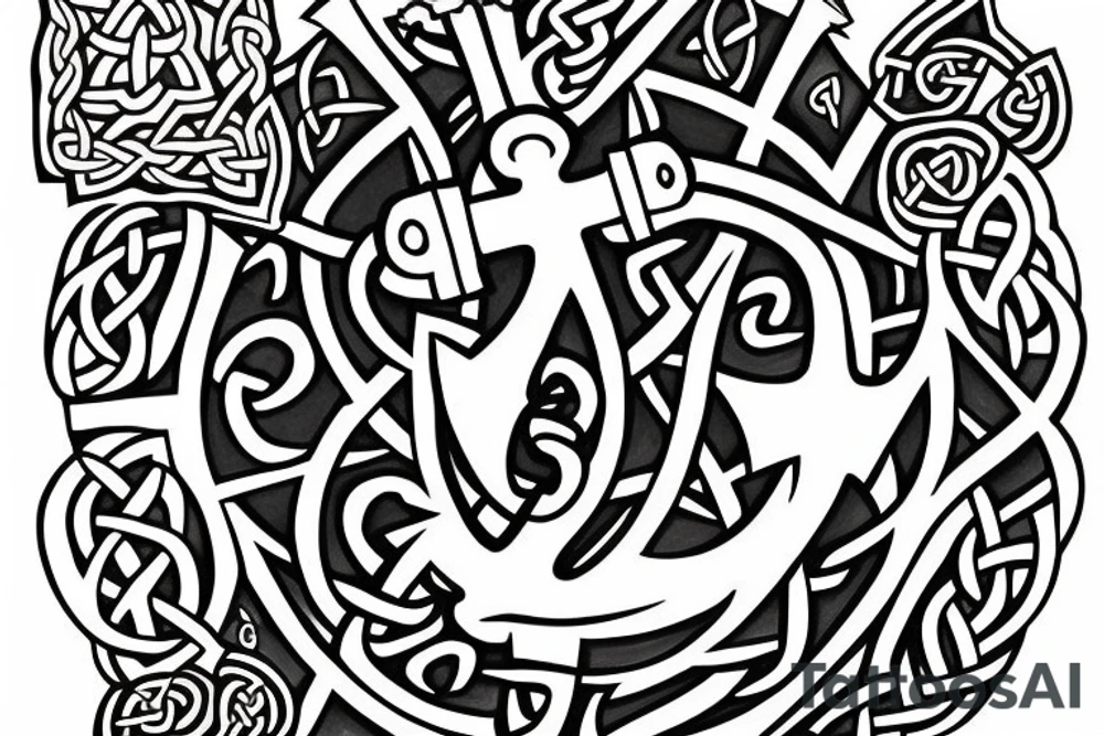 Anchor with celtic cross tattoo idea