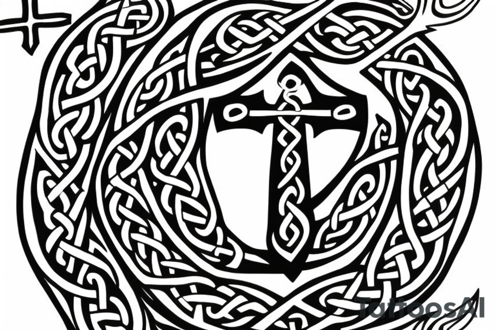 Anchor with celtic cross tattoo idea