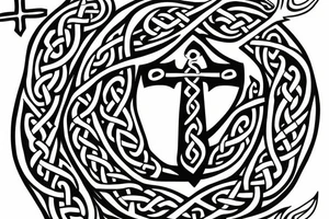 Anchor with celtic cross tattoo idea