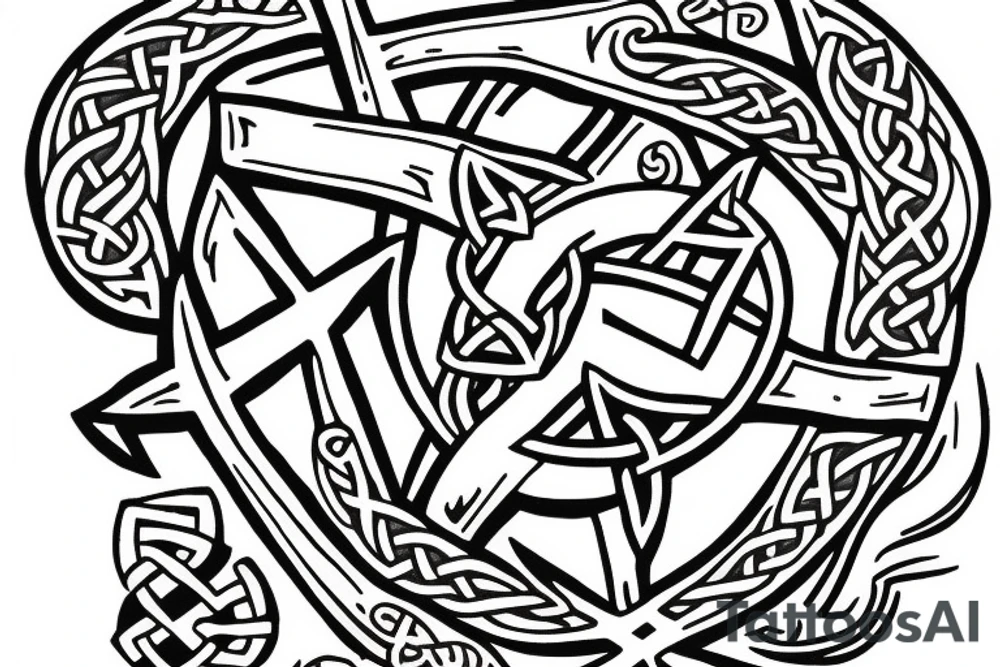 Anchor with celtic cross tattoo idea