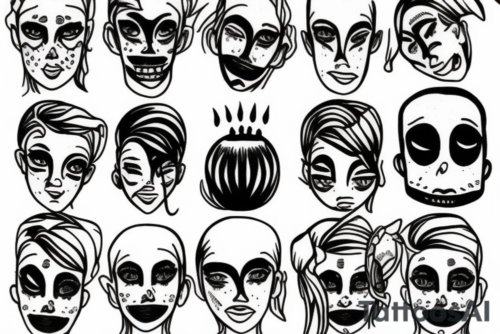 Happy sad face tattoo idea